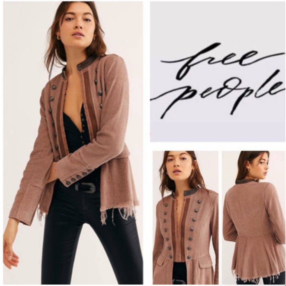 Free People Dusty Mauve Military Jacket